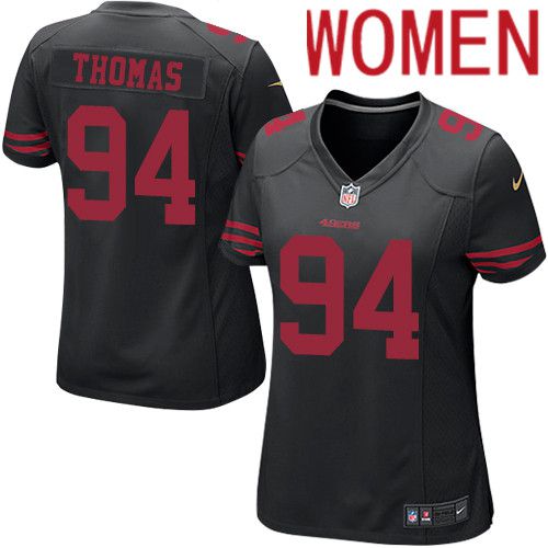 Women San Francisco 49ers #94 Solomon Thomas Nike Black Game Player NFL Jersey->women nfl jersey->Women Jersey